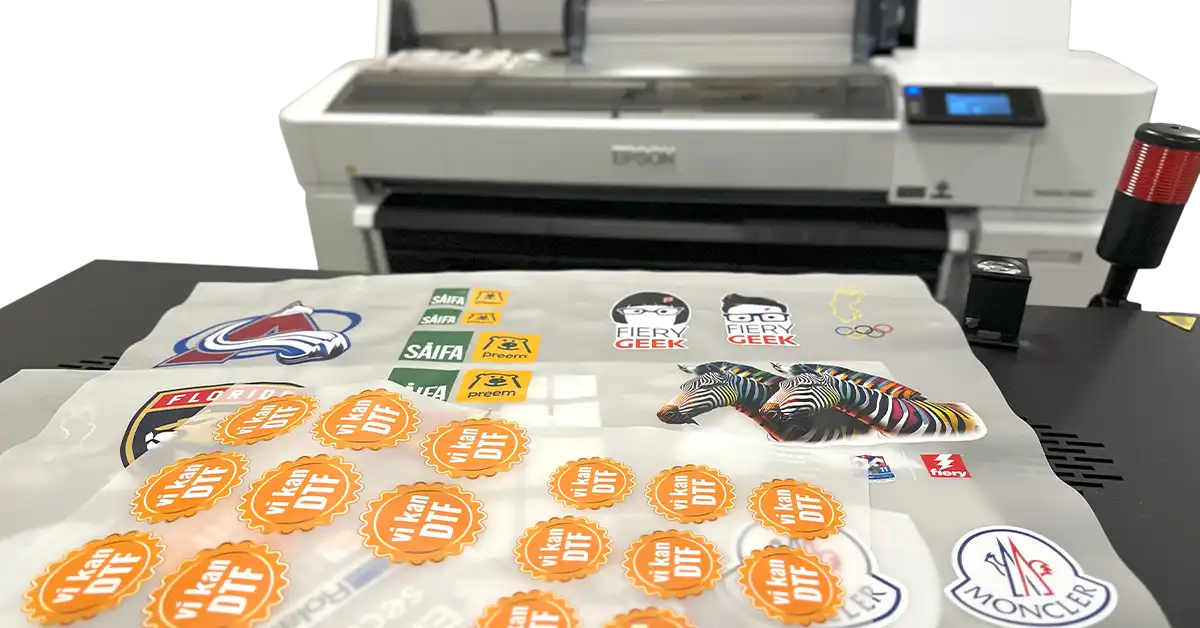 Ark printade med DTF-transfers