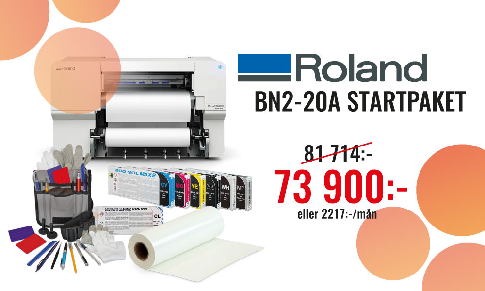 Startpaket med Roland BN2-20A eco-solvent skrivare